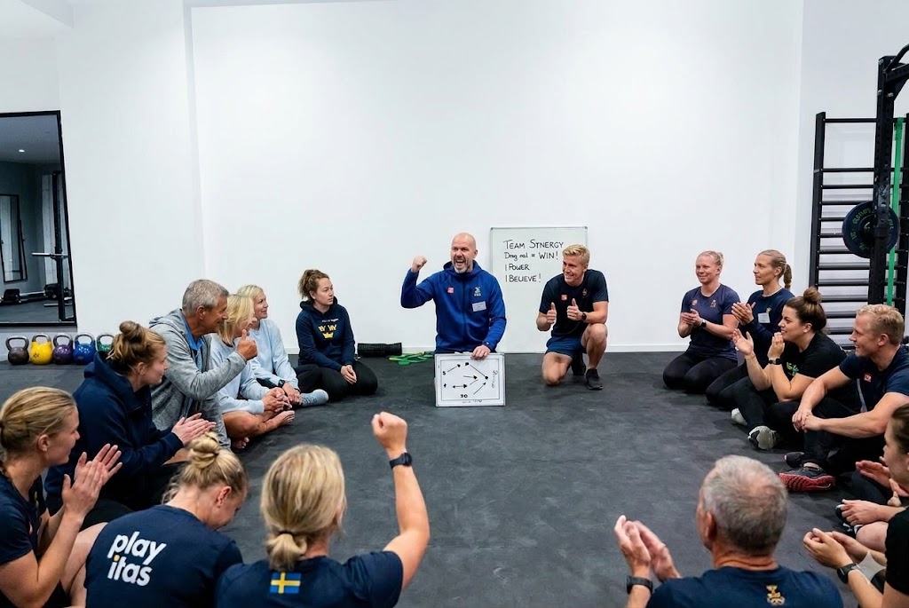 Group of people training